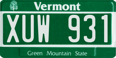 VT license plate XUW931
