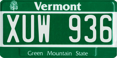 VT license plate XUW936