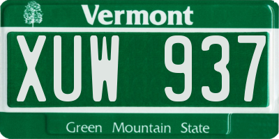 VT license plate XUW937