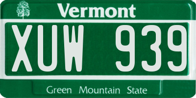 VT license plate XUW939