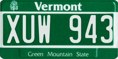 VT license plate XUW943