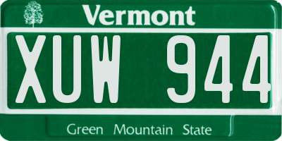 VT license plate XUW944