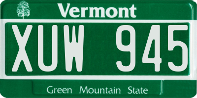 VT license plate XUW945