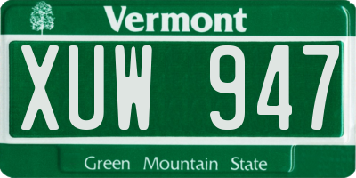 VT license plate XUW947