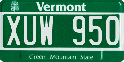 VT license plate XUW950