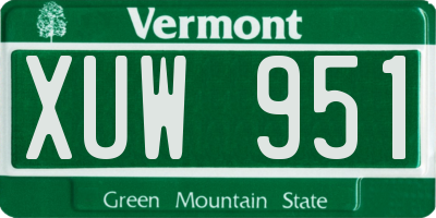 VT license plate XUW951