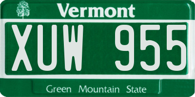 VT license plate XUW955