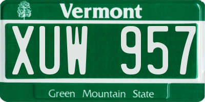 VT license plate XUW957