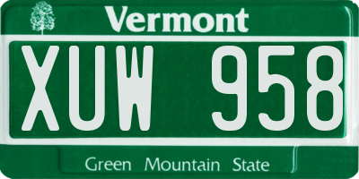 VT license plate XUW958
