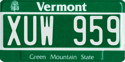 VT license plate XUW959