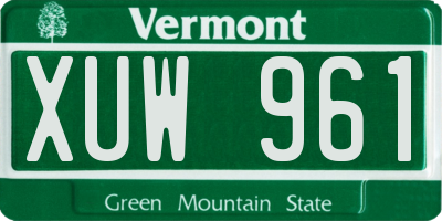VT license plate XUW961