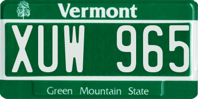 VT license plate XUW965