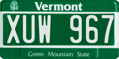 VT license plate XUW967