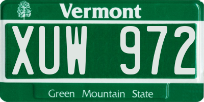 VT license plate XUW972