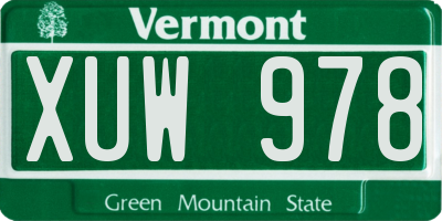 VT license plate XUW978