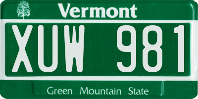 VT license plate XUW981