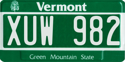 VT license plate XUW982