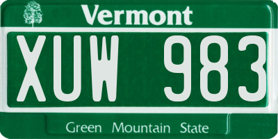 VT license plate XUW983