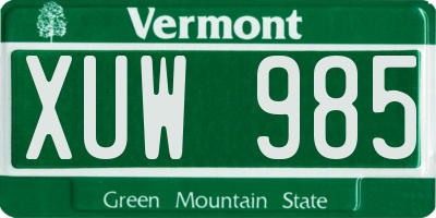 VT license plate XUW985