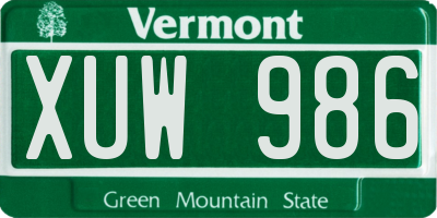 VT license plate XUW986