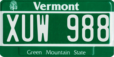 VT license plate XUW988