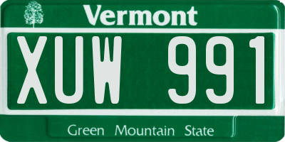 VT license plate XUW991