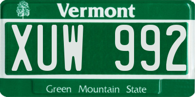 VT license plate XUW992