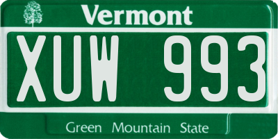 VT license plate XUW993