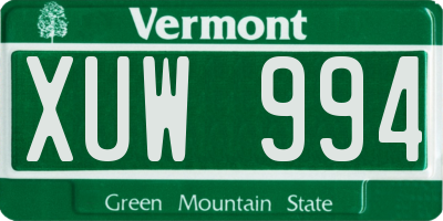 VT license plate XUW994