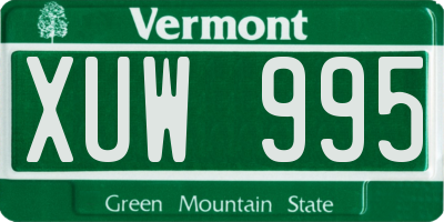VT license plate XUW995