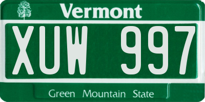 VT license plate XUW997