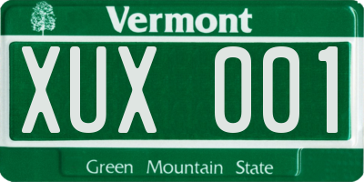 VT license plate XUX001