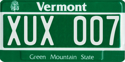 VT license plate XUX007