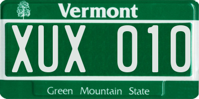 VT license plate XUX010