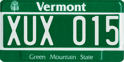 VT license plate XUX015