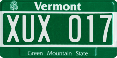 VT license plate XUX017