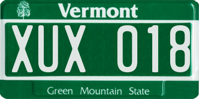 VT license plate XUX018
