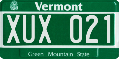 VT license plate XUX021