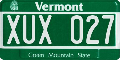 VT license plate XUX027