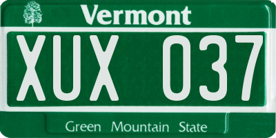 VT license plate XUX037