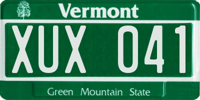 VT license plate XUX041