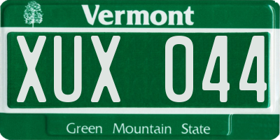 VT license plate XUX044