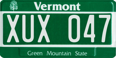 VT license plate XUX047