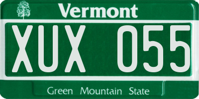 VT license plate XUX055