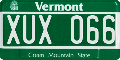 VT license plate XUX066