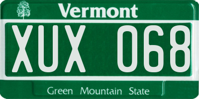 VT license plate XUX068