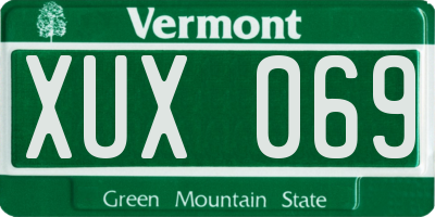 VT license plate XUX069