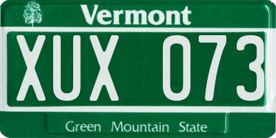 VT license plate XUX073