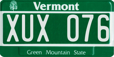 VT license plate XUX076