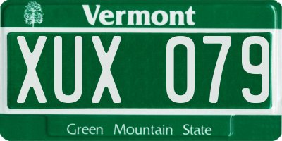 VT license plate XUX079